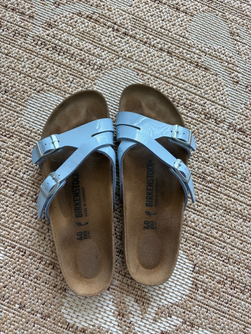 Birkenstock Women’s Light Blue Patent Double-Strap Sandals